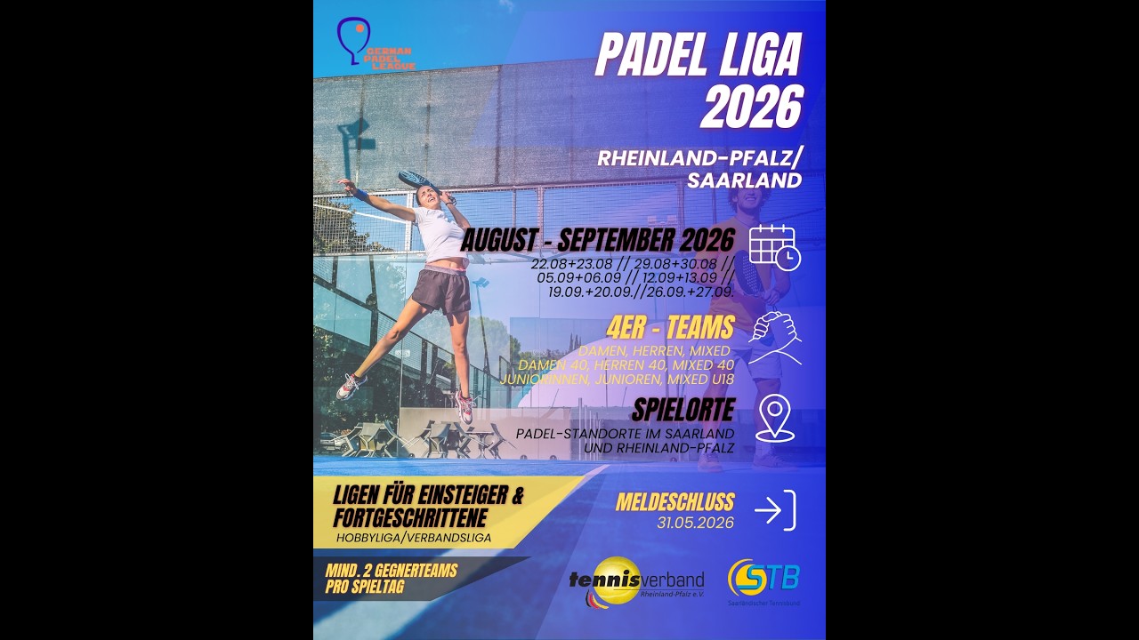Ausschreibung der Rheinland-Pfalz/Saarland Padelliga 2026